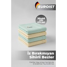 Euroist 4 ADET Mikrofiber Temizlik Bezi - Cam, Ayna, Mutfak, Banyo, Araç Genel Temizlik Bezi - 30X40 CM