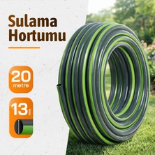 Badem10 Bahçe Çeşme Su Hortumu Sulama Araç Araba Yıkama 20 Metre 13 mm 1/2" Çok Amaçlı Hortum
