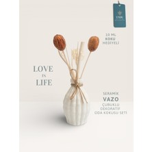 YNSK Love In Life | Ithal Seramik Vazo Çubuklu Dekoratif Oda Kokusu Seti | Oda Kokusu Hediyeli