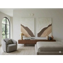 2 Li El Yapımı Bej Kahve Tonlarında Modern Dekoratif Tablo