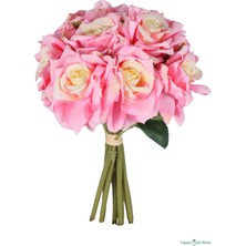 Yapay Çiçek Sitesi Premium Yapay Gül Demeti 25 cm 10LU Pembe-Sarı