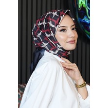 Afvente Halkalar Desen Kırmızı Soft Pamuk Eşarp - Kırmızı