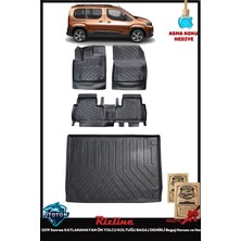 Rizline Peugeot Rifter 2019 Sonrası Katlanamayan Ön Yolcu Koltuğu Bagaj Demirli Bagaj Havuzu ve Havuzlu Paspas