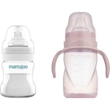 Mamajoo Antikolik Biberon 150 ml & Antikolik Akıtmaz Alıştırma Bardağı 270 ml – Powder Pink