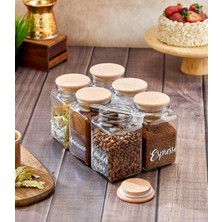 6'lı 1000ML Cam Kahve/bitki Çayı/içecek Kavanozu 6 Adet Origami Kaşık, 21 Adet  Şeffaf Etiket Hediye