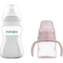 Mamajoo Antikolik Biberon 250 ml & Antikolik Akıtmaz Alıştırma Bardağı 160 ml – Powder Pink