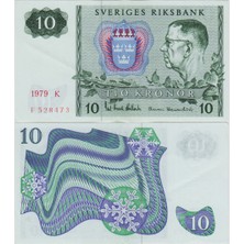 Banknoting Isveç 10 Kron 1979 Çilaltı.