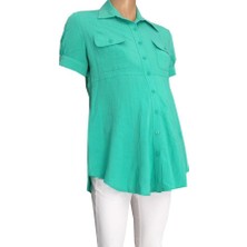 Hell Klar Hamile Kısa Kol Gömlek 122019 - Yeşil