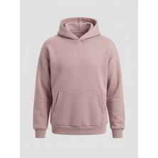 Sparrow Unisex Oversize Pamuklu Kanguru Cepli 3 Iplik Basic Kapüşonlu Sweatshirt Buzmenekşe - 2xl