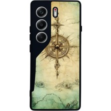 BG AKSESUAR Tecno Camon 40 Uyumlu Pusula Tasarımlı Glossy Premium Kılıf