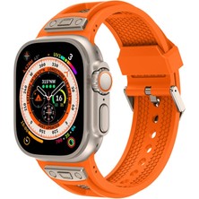 Apple Watch Ultra 49MM Zore KRD-117 Hava Alabilen Delikli Metal Süslemeli Desenli Silikon Kordon