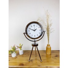 Nikaa Shop Krom Metal Mini Tripod Dekoratif Masa Saati 45×26 cm