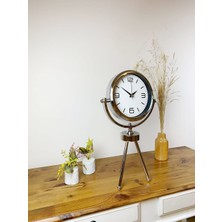 Nikaa Shop Krom Metal Mini Tripod Modern Masa Saati 45×26 cm