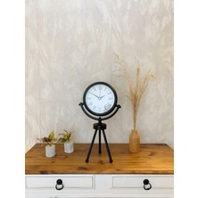 Nikaa Shop Siyah Metal Mini Tripod Retro Masa Saati 45×26 cm