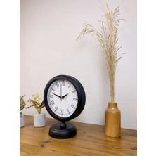 Nikaa Shop Siyah Metal Retro Masa Saati 25×20 cm