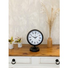 Nikaa Shop Siyah Metal Roma Rakamlı Masa Saati 25×20 cm