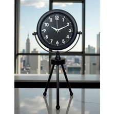 Nikaa Shop Black Luxury Modern Üç Ayaklı Metal Masa Saati