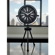 Nikaa Shop Heritage Black Üç Ayaklı Metal Masa Saati