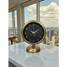 Nikaa Shop Eskitme Mermer Desenli 25 x 20 cm Metal Masa Saati