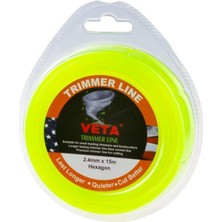 Veta Trimmer Line Elektrikli Tırpan Misinası 2.4 mm 15M Sarı 6 Köşe