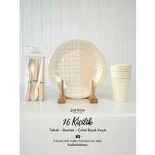 Krem Tabak Bride Safari Kullan At Karton Tabak-Bardak Doğum Günü Parti Seti 16 Kişilik