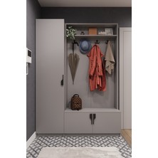 Asra Trend Lüks Çok Raflı Portmanto Askılı Vestiyer %100 MDF Çok Raflı Ayakkabılık V01