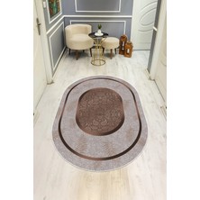 Dolce Mariee Modern Desenli Oval Dijital Baskı Kaymaz Taban Halı H0360