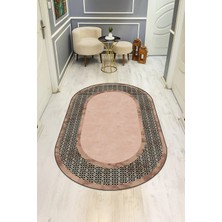 Dolce Mariee Modern Desenli Oval Dijital Baskı Kaymaz Taban Halı H0363