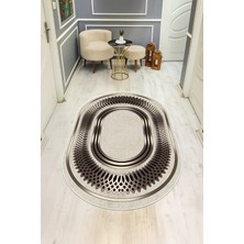 Dolce Mariee Modern Desenli Oval Dijital Baskı Kaymaz Taban Halı H0361