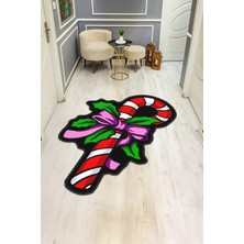 Dolce Mariee Yılbaşı Şekeri Desenli Lazer Kesim Dijital Baskı Kaymaz Taban Halı H0408