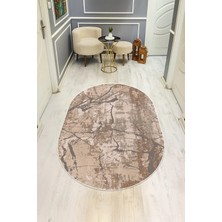Dolce Mariee Modern Desenli Oval Dijital Baskı Kaymaz Taban Halı H0305