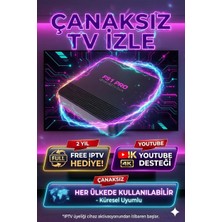 FS1PRO Teknoloji Android 12 İşletim Sistemi ile 2 Yıl IPTV Hediye Media Player Kutu Siyah
