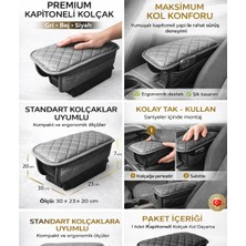 Stilcar Oto Aksesuar Lüks Deri Araç Kolçak Koruyucu - Yan Cepli Konsol  - Siyah Kapitoneli Desenli
