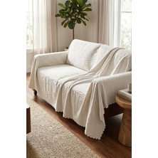 Dolce Mariee Su Yolu Emboss Koltuk-Çekyat Örtüsü (2 Adet Beyaz) EMO0001