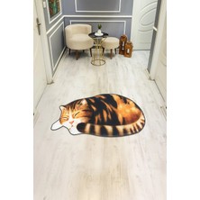 Dolce Mariee Kedi Desenli Lazer Kesim Dijital Baskı Kaymaz Taban Halı H0403