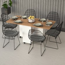 Asra Trend Lüks Katlanır Mutfak Yemek Masası %100 MDF Pratik Raflı Çalışma Masası KM11