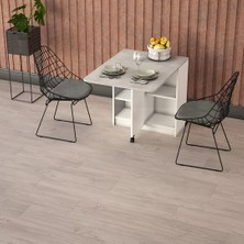 Asra Trend Lüks Katlanır Mutfak Yemek Masası %100 MDF Pratik Raflı Çalışma Masası KM21