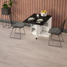 Asra Trend Lüks Katlanır Mutfak Yemek Masası %100 MDF Pratik Raflı Çalışma Masası KM19