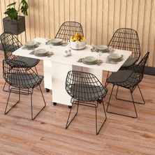 Asra Trend MDF Katlanır Mutfak Yemek Çalışma Masası, Beyaz, 155×75×70 cm, KM-12