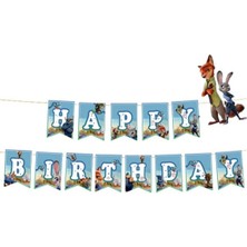 Parti Show Zootopia Happy Birhtday Banner Flama 17*170 cm