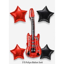 Parti Show K-Pop Demon Hunters Gitar Yıldız Folyo Balon Seti 5'li