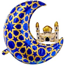 Parti Show Mavi Gold Desenli Cami Figürlü Hilal Folyo Balon 65*63 cm