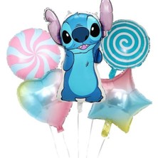 Parti Show Stitch Spiral Şeker Doğum Günü Folyo Balon Seti 5'li