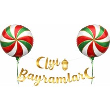 Parti Show Iyi Bayramlar Şeker Temalı Sınıf Panosu ve Ev Süsleme Seti -3 Parça