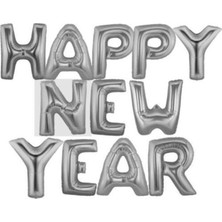 Parti Show Happy New Year Yılbaşı Gümüş Folyo Balon Set