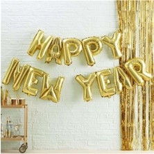 Parti Show Happy New Year Yılbaşı Gold Folyo Balon Set