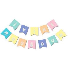 Parti Show Rengarenk Makaron Renkli Yaldızlı Iyi Ki Doğdun Yazısı