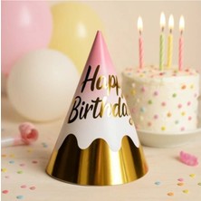 Parti Show Pembe Üzeri Altın Yazılı Doğum Günü Parti Şapkası