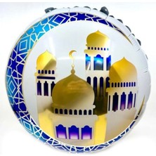 Parti Show Ramazan Kubbeli Hilal Figürlü Mavi Folyo Balon 45 cm