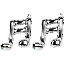 Parti Show Gümüş Müzik Notası Folyo Balon 2'li Set (44*45 Cm)